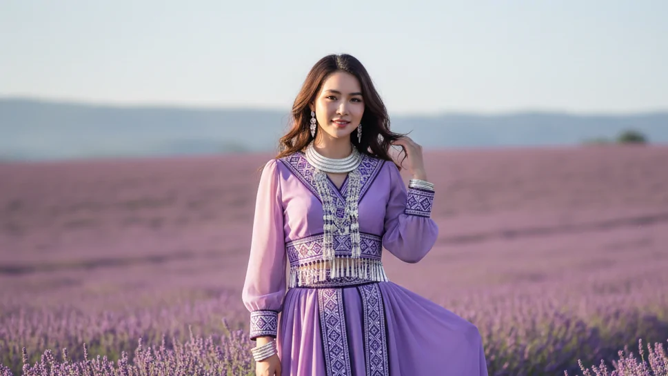 เผยเสน่ห์ Hmong Modern ความงดงามแห่งผ้าปักร่วมสมัยผสานความโรแมนติกในทุ่งลาเวนเดอร์บานสะพรั่ง