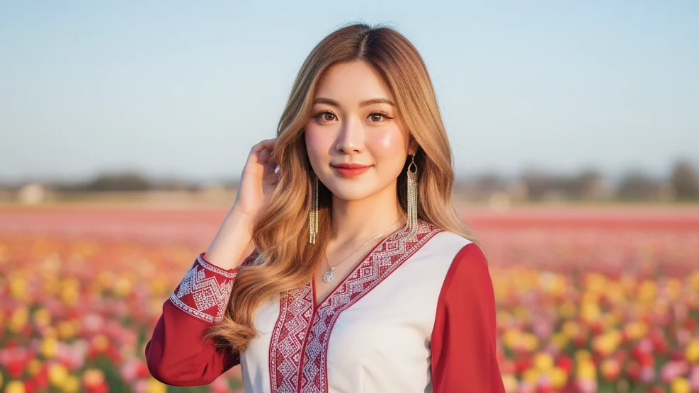 งดงามในทุ่งทิวลิป แฟชั่นม้งร่วมสมัยที่เบ่งบานเคียงคู่ความสดใส